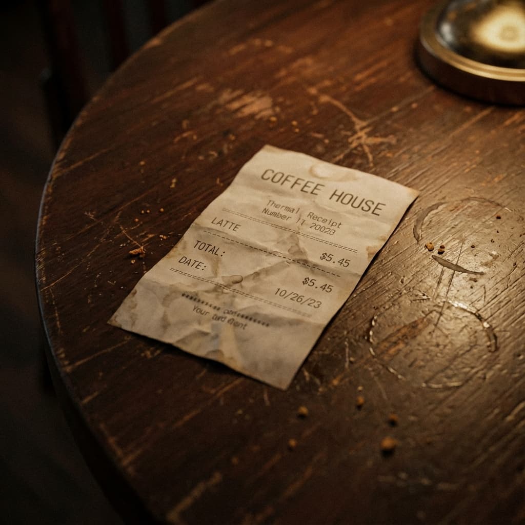Raw crumpled receipt photo