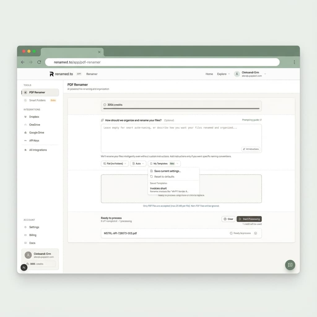 The new Web Renamer interface showing the Unified File List and real-time processing status.