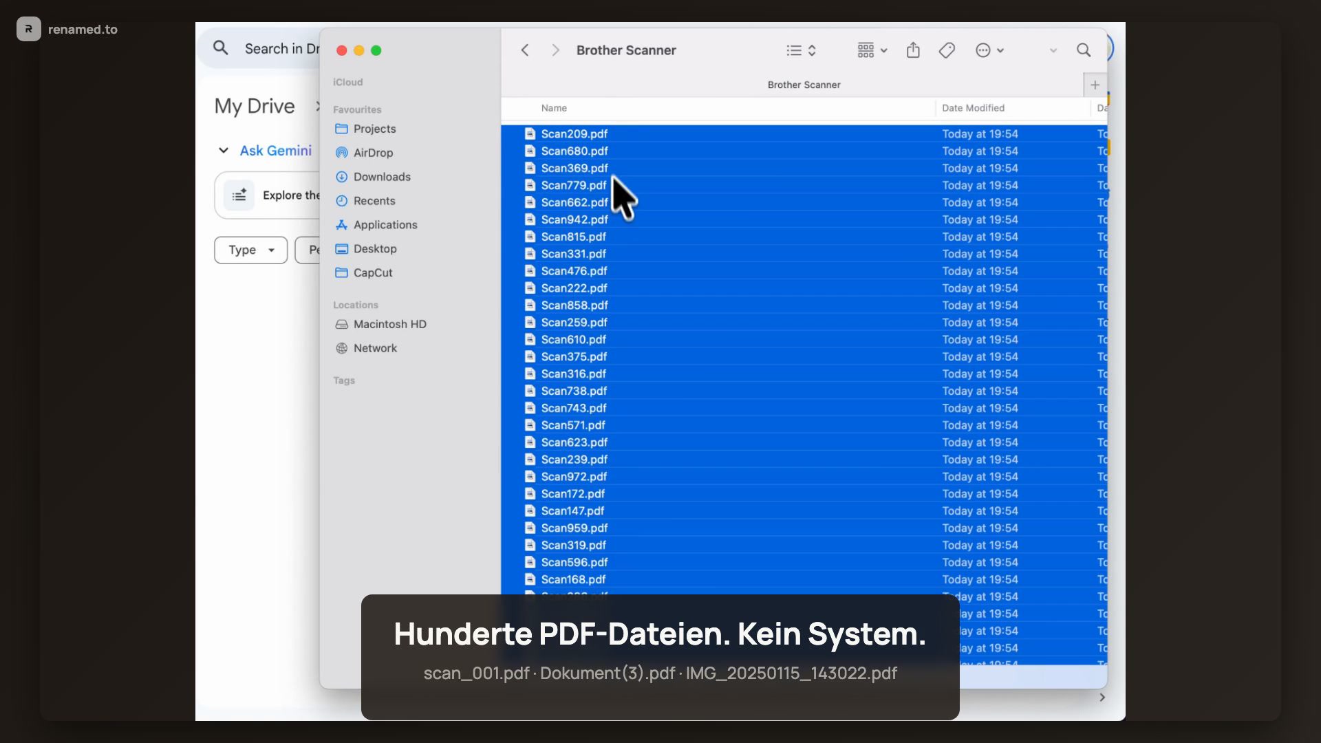 PDF-Dateien automatisch umbenennen mit KI — renamed.to Demo